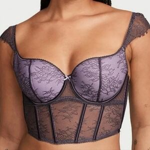 Victoria's Secret Dream Angels Tornado Purple Lace Corset Bra Top Size M